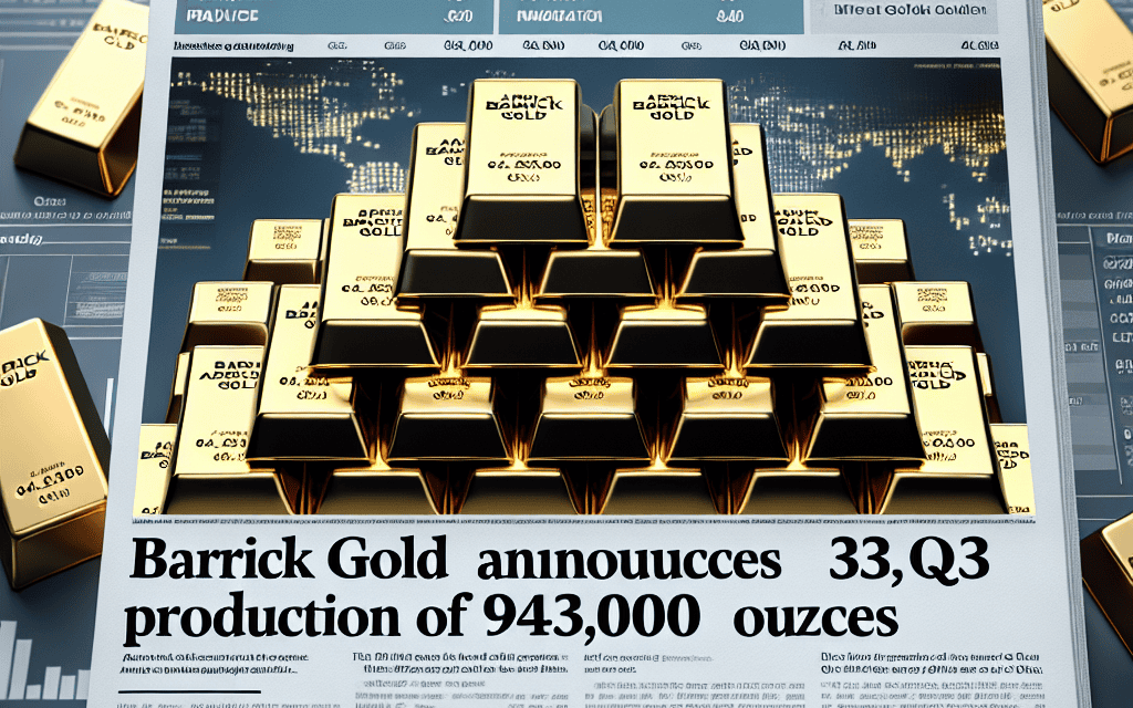 Barrick Gold Announces Preliminary Q3 Production of 943,000 Ounces