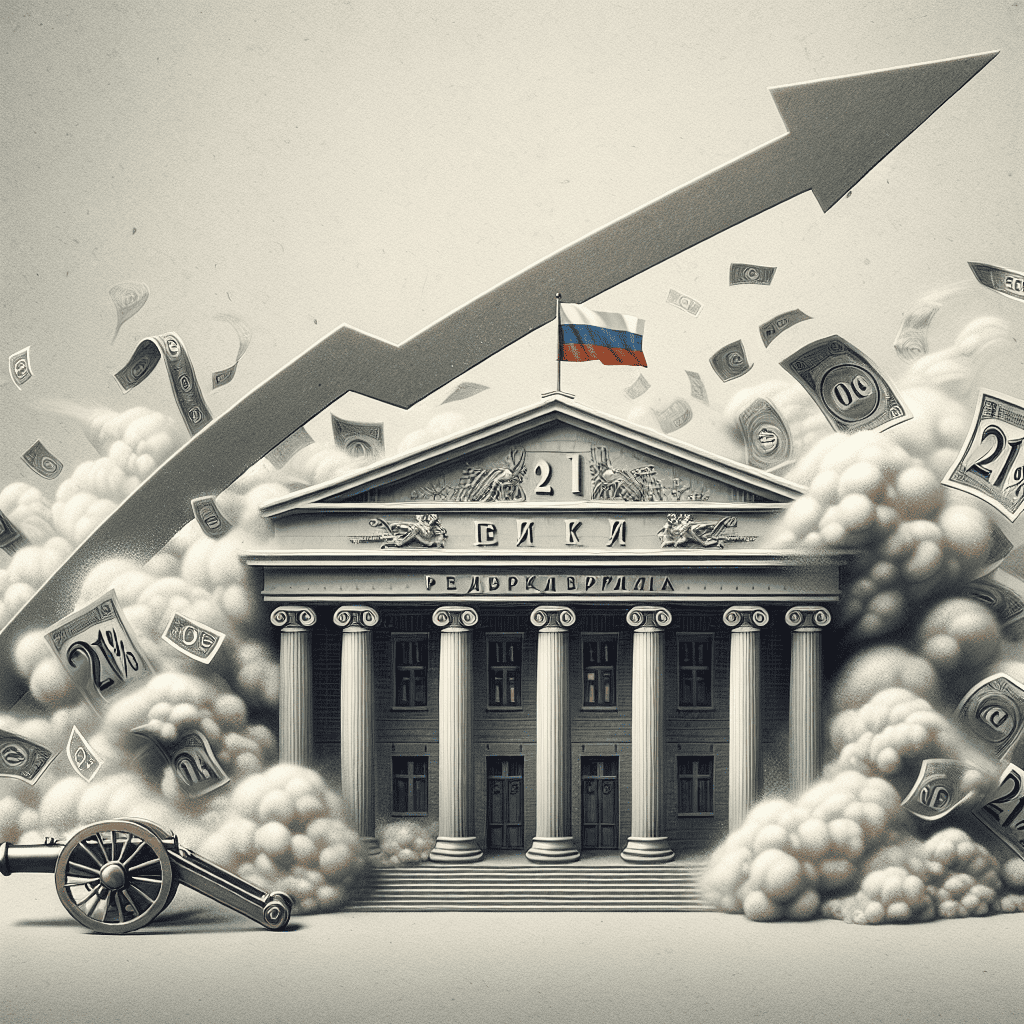 Russia's Central Bank Hikes Interest Rate to 21% Amid Inflation Surge from Military Expenditure