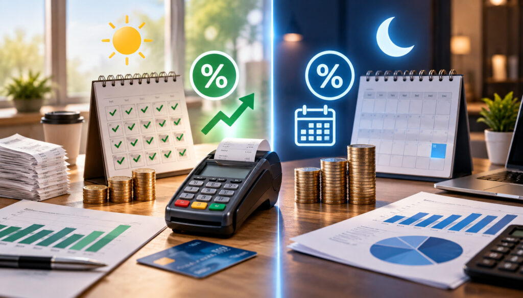 Daily vs monthly discount payment processing comparison
